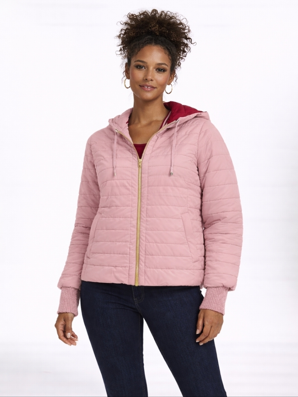 TARA JARMON Blush Pink Puffer Coat